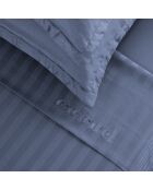 Parure drap plat + drap-housse + taies rectangles satin de coton rayure tissé dobby - Dobby stripe woven Bleu