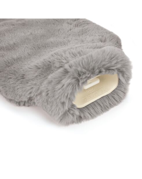 Bouillotte avec housse en imitation fourure - Gris - 20 x 33 cm