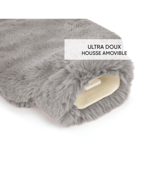 Bouillotte avec housse en imitation fourure - Gris - 20 x 33 cm