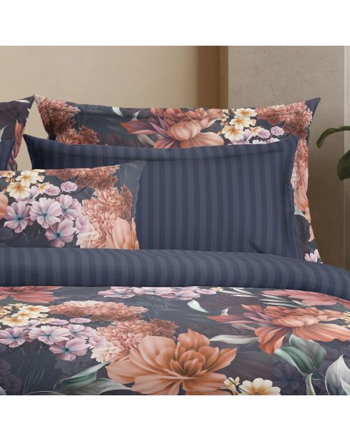 Set de 2 taies d'oreiller satin de coton Douceur caramel Bleu foncé