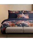 Set de 2 taies d'oreiller satin de coton Douceur caramel Bleu foncé