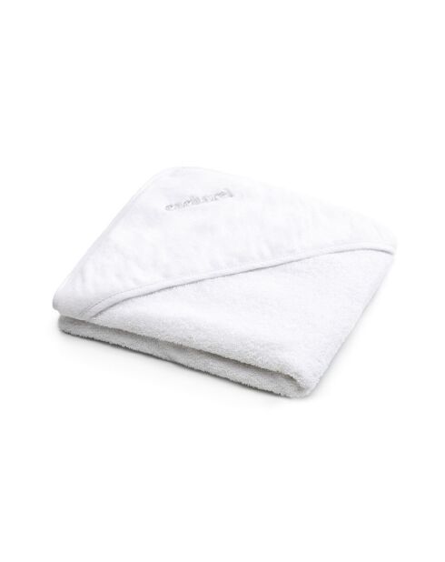 Cape de bain bébe en 100% coton super absorbant blanc - 70 x 70 cm