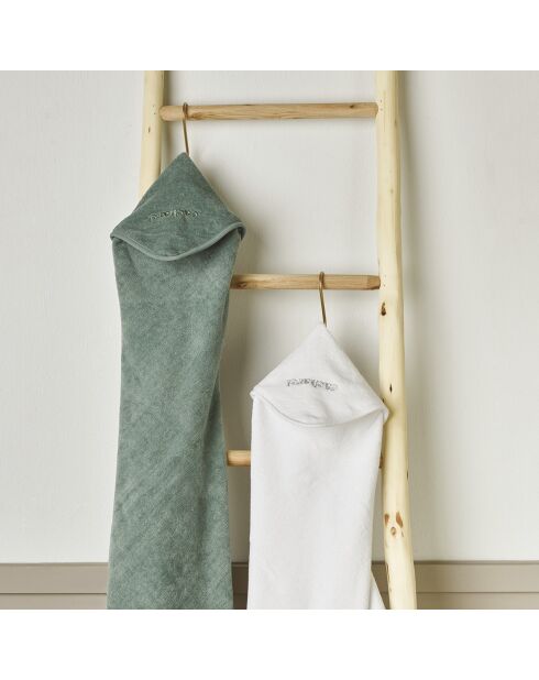 Cape de bain bébe en 100% coton super absorbant blanc - 70 x 70 cm