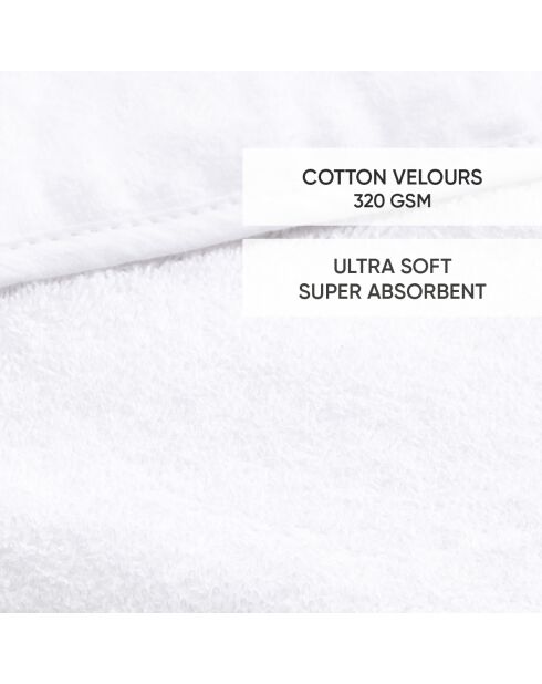 Cape de bain bébe en 100% coton super absorbant blanc - 70 x 70 cm