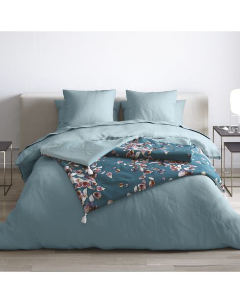 Édredon avec glands super épais en 100% satin de coton vert - 140 x 200 cm