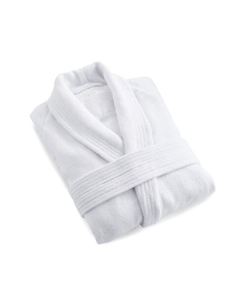 Peignoir avec col châle en coton ultra absorbant - Blanc