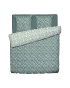 Parure housse de couette satin de coton - Feuillage fleuri Vert foncé