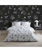 Parure housse de couette satin de coton Fleurs Passion Blanc