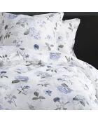 Parure housse de couette satin de coton Fleurs Passion Blanc