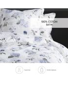 Parure housse de couette satin de coton Fleurs Passion Blanc