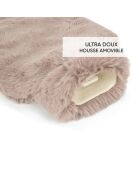 Bouillotte avec housse en imitation fourure - Rose clair - 20 x 33 cm