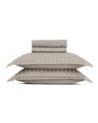 Parure drap plat + drap-housse + taies rectangles satin de coton rayure tissé dobby - Dobby stripe woven Taupe