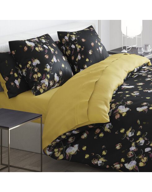 Parure housse de couette satin de coton Aurore Ocre