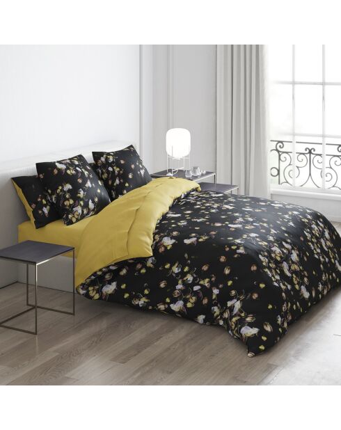 Parure housse de couette satin de coton Aurore Ocre
