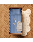 Housse de couette + taie d'oreiller bébé satin de coton rayure tissé Jacquard Bleu - 100 x 135 cm