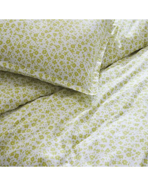 Set de 2 taies d'oreiller satin de coton Eglantine Blanc / Lemon