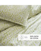 Set de 2 taies d'oreiller satin de coton Eglantine Blanc / Lemon