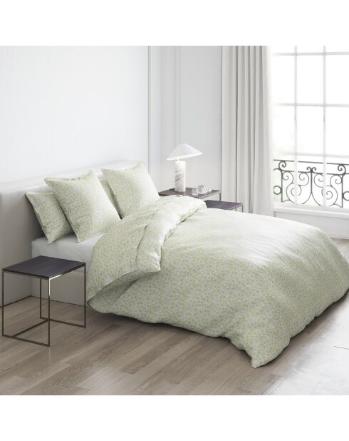 Set de 2 taies d'oreiller satin de coton Eglantine Blanc / Lemon