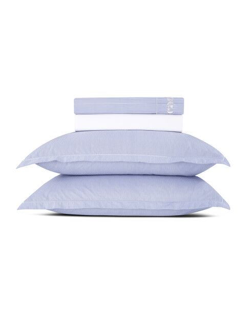 Parure drap plat + drap-housse + taies rectangles satin de coton - Saclay Bleu clair