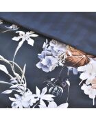 Set de 2 taies d'oreiller satin de coton Bouquet d'hortensias Bleu foncé - 2 x (50 x 70 cm)