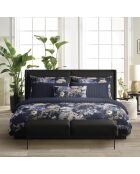 Set de 2 taies d'oreiller satin de coton Bouquet d'hortensias Bleu foncé - 2 x (50 x 70 cm)