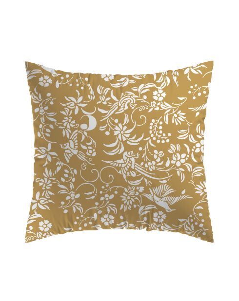 Set de 2 taies d'oreiller satin de coton Birds Jaune - 63 x 63 cm