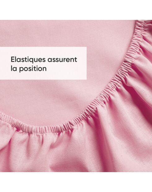 Drap-housse lin / coton Uni Rose