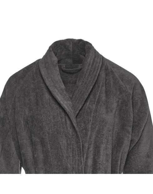 Peignoir avec col châle en coton ultra absorbant - Gris foncé