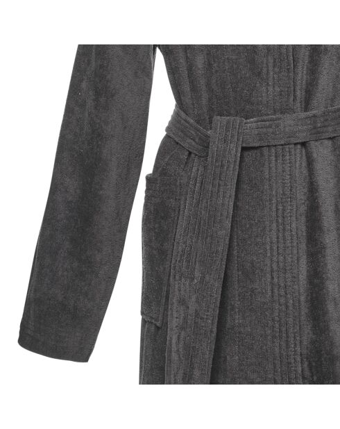 Peignoir avec col châle en coton ultra absorbant - Gris foncé