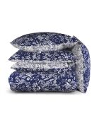 Housse de couette + 2 taies d'oreiller satin de coton Birds Bleu