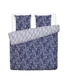 Housse de couette + 2 taies d'oreiller satin de coton Birds Bleu