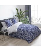 Housse de couette + 2 taies d'oreiller satin de coton Birds Bleu