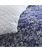 Housse de couette + 2 taies d'oreiller satin de coton Birds Bleu