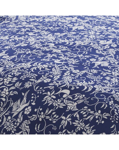 Housse de couette + 2 taies d'oreiller satin de coton Birds Bleu