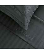Parure drap plat + drap-housse + taies rectangles satin de coton rayure tissé dobby - Dobby stripe woven Noir