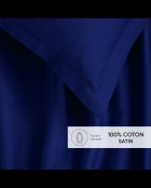 Parure drap plat + drap-housse + taies rectangles satin de coton - Uni 1 baratta Bleu 04