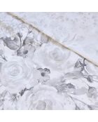 Parure housse de couette satin de coton Pétale de rose Noir / Blanc