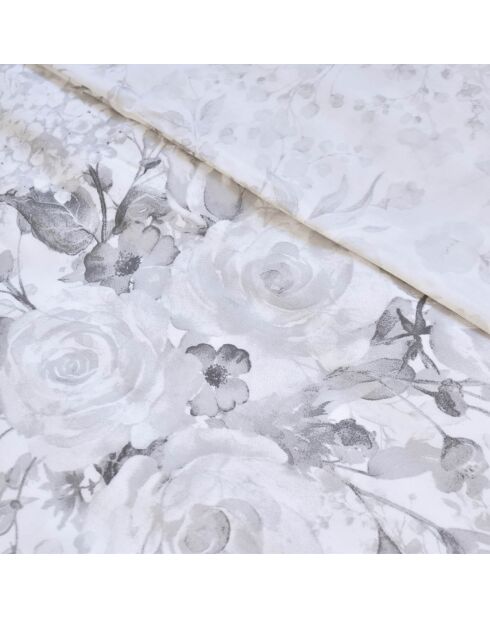 Parure housse de couette satin de coton Pétale de rose Noir / Blanc
