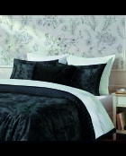 Parure drap plat + drap-housse + taies rectangles satin de coton Flore Noir / Gris