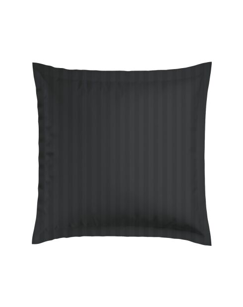 Set de 2 taies d'oreiller satin de coton rayure tissé Jacquard Noir - 63 x 63 cm