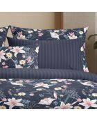 Set de 2 taies d'oreiller satin de coton Fleur de minuit Bleu foncé - 2 x (63 x 63 cm)