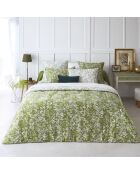 Parure housse de couette satin de coton Birds Vert olive