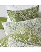 Parure housse de couette satin de coton Birds Vert olive