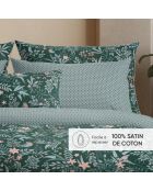 Set de 2 taies d'oreiller satin de coton Forêt enchantée Vert - 2 x (63 x 63 cm)