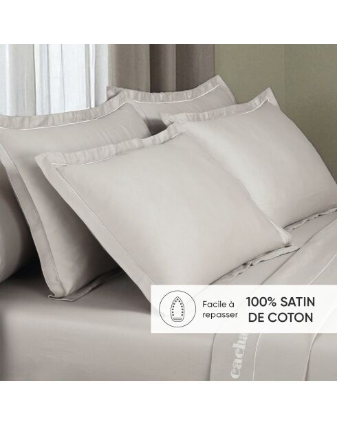 Taie d'oreiller satin de coton - Uni 1 baratta Taupe 04 - 2 x (50 x 70 cm)