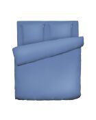 Housse de couette + 2 taies d'oreiller satin de coton Uni Bleu