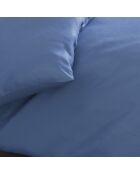 Housse de couette + 2 taies d'oreiller satin de coton Uni Bleu
