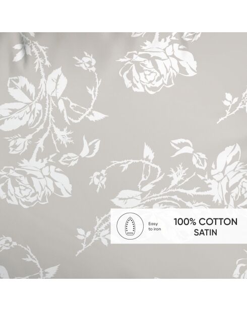Set de 2 taies d'oreiller satin de coton Roses Taupe - 50 x 70 cm