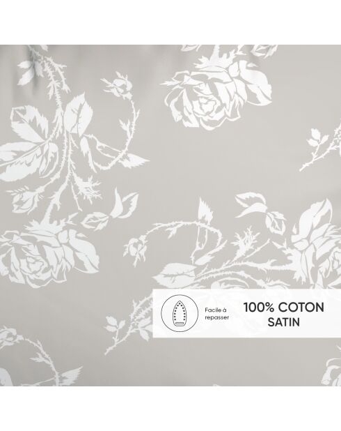 Set de 2 taies d'oreiller satin de coton Roses Taupe - 50 x 70 cm