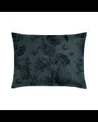 Set de 2 taies d'oreiller satin de coton Flore Noir / Gris - 50 x 70 cm